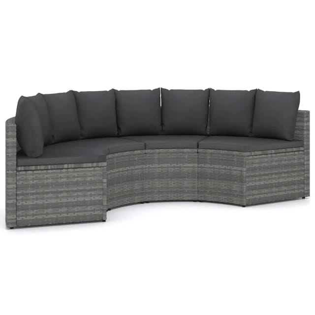vidaXL 4 Tlg Garten-Sofagarnitur mit Auflagen Poly Rattan Grau 3064911