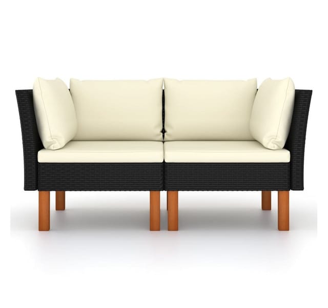 vidaXL Ecksofas 2 Stk Poly Rattan und Eukalyptus Massivholz 315767