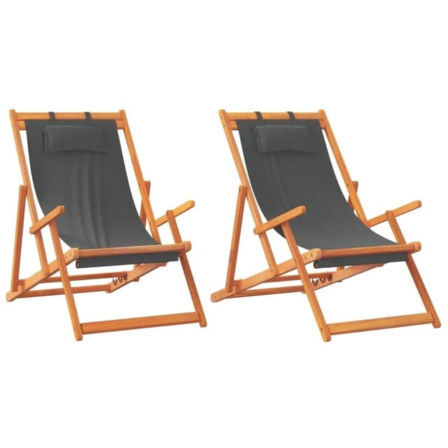 vidaXL Strandstühle 2 Stk Klappbar Grau Stoff 3214482