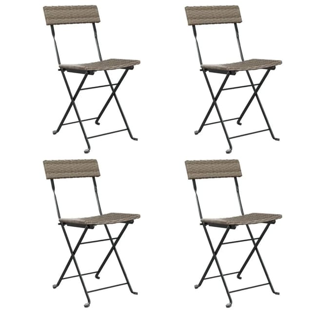 vidaXL Bistrostühle 4 Stk Klappbar Grau Poly Rattan und Stahl 3152118
