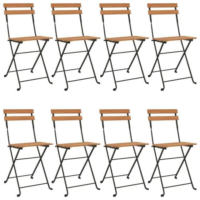 vidaXL Bistrostühle 8 Stk Klappbar Massivholz Teak und Stahl 3152111