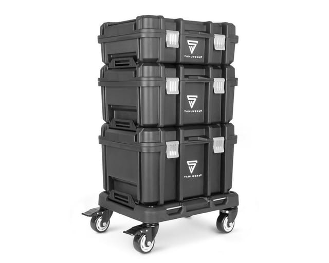 STAHLWERK Mobiler Werkzeugtrolley Auf Rollplattform Mit 3 Systemboxen Lenkrollen