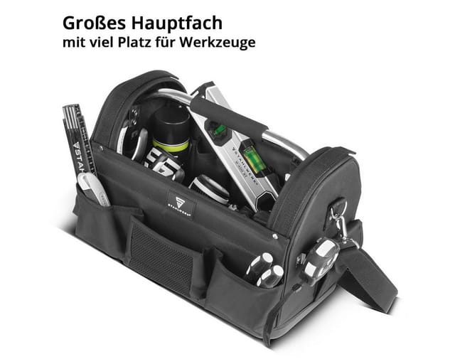 STAHLWERK Werkzeugtasche Mit 11 Außentaschen 10 Innentaschen Installateur Tasche