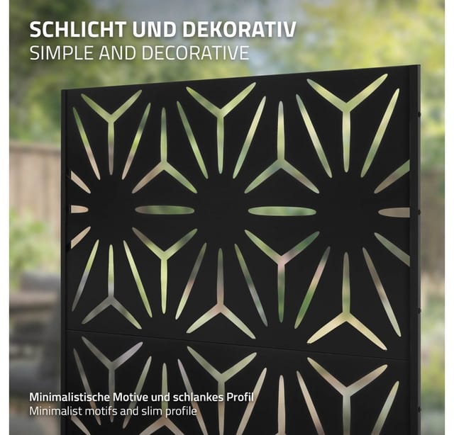 ML-Design Metall-Sichtschutz Torino 90x180 cm Schwarz aus Stahl