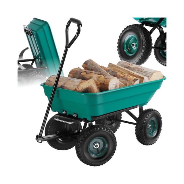Tectake Gartenwagen Cubbi Mit Kippfunktion Luftreifen 100 x 47 50 x 46 cm Grün