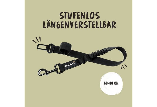 Rudelkönig Sicherheitsgurt Hund Auto Anschnallgurt Verstellbar 60 bis 80 cm Schwarz