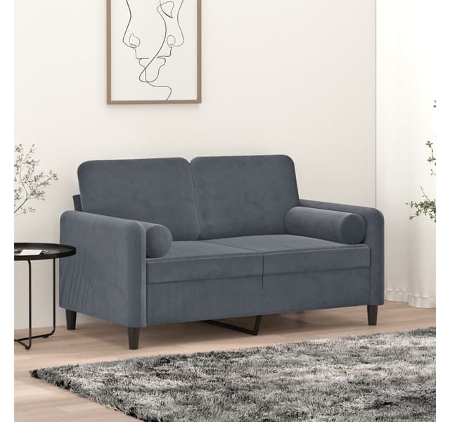 vidaXL Zierkissen 2 Stk Dunkelgrau Ø15x50 cm Samt 349510