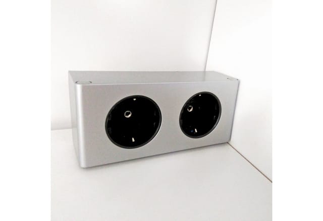kalb Steckdosenleiste 2 Fach zur Montage 2x 230V 140x46x62,5 mm Kabel ohne Stecker Silbergrau