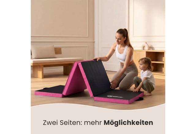 eyepower Gymnastikmatte Klappbar 180 x 60 x 5 cm Pink Schwarz