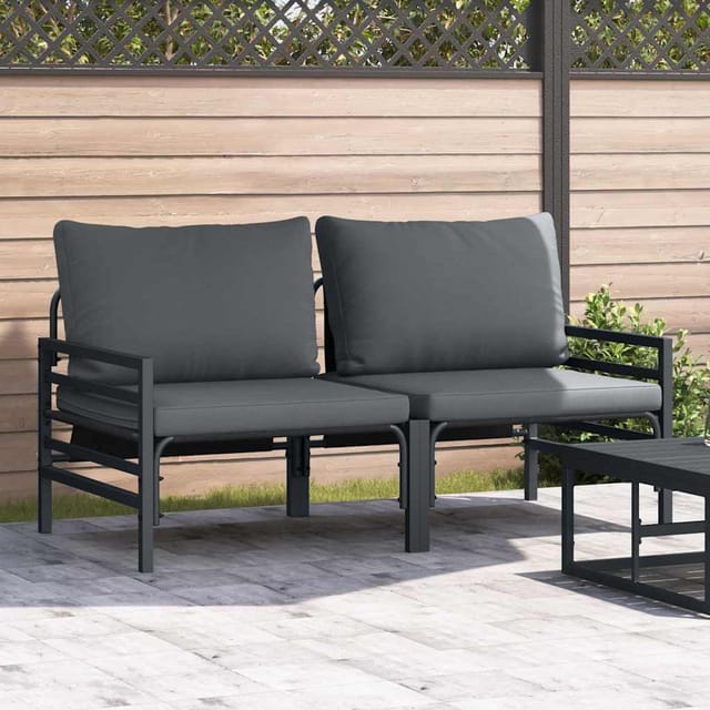 vidaXL Gartenmöbel mit Kissen 2 Stk Anthrazit 80 x 80 x 71 cm Stahl 42009984