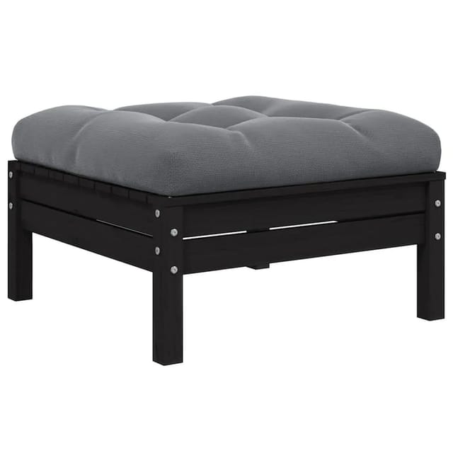 vidaXL Gartenhocker mit Anthrazit Kissen Schwarz Massivholz Kiefer 806644