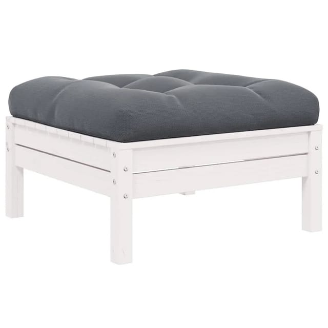 vidaXL Gartenhocker mit Anthrazit Kissen Weiß Kiefer Massivholz 806641