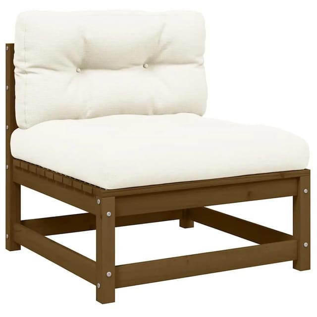 vidaXL Garten-Mittelsofa mit Creme Kissen Massivholz Kiefer 805723