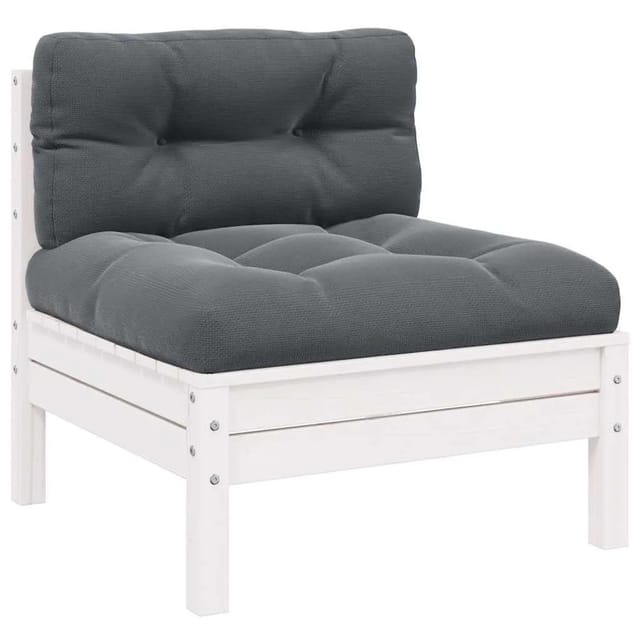 vidaXL Garten-Mittelsofa mit Kissen Weiß Massivholz Kiefer 806635