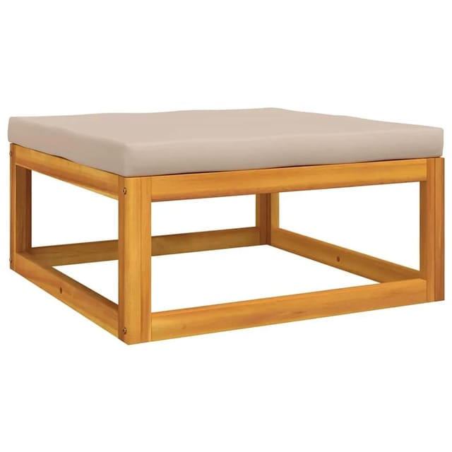 vidaXL Gartenhocker mit Kissen Taupe Massivholz Akazie 360006