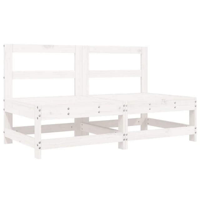 vidaXL Garten-Mittelsofas 2 Stk Weiß Massivholz Kiefer 825514