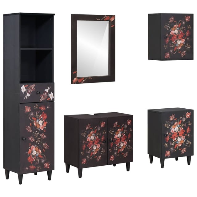 vidaXL Badezimmerschrank-Set mit Schubladen 5 Tlg Massivholz Mango 3310144