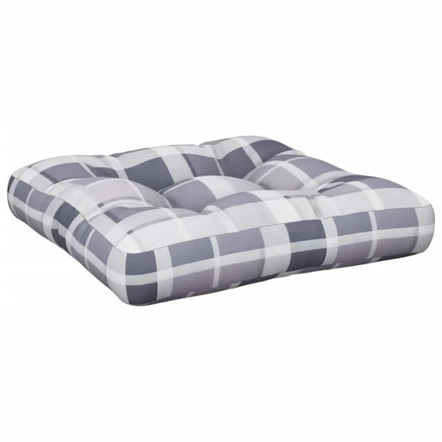 vidaXL Palettenkissen Grau Kariert 58x58x10 cm Stoff 360914