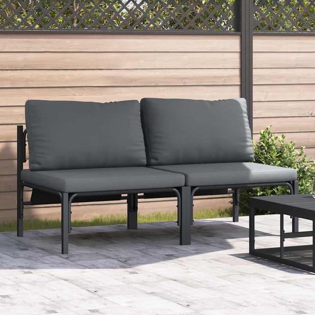vidaXL Gartenmöbel mit Kissen 2 Stk Anthrazit 80 x 80 x 71 cm Stahl 42009988