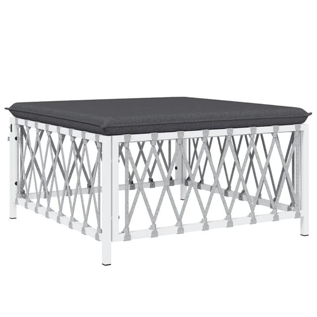 vidaXL Gartenhocker mit Kissen Weiß Gewebe 364140