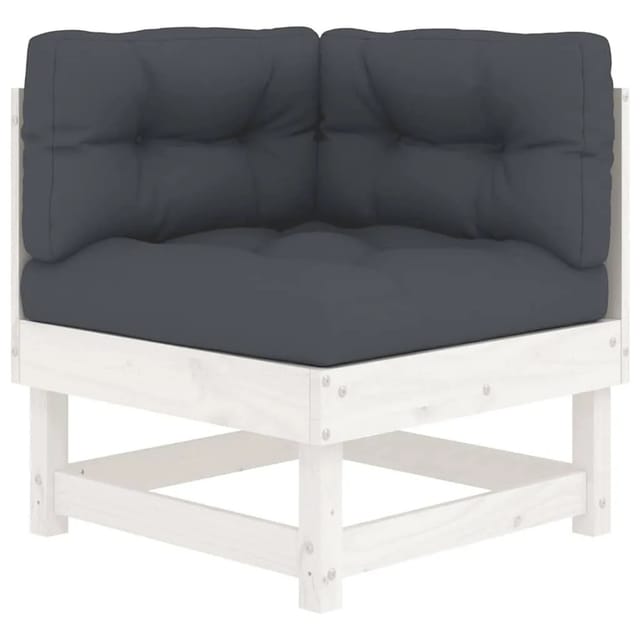 vidaXL Ecksofa mit Kissen Weiß Massivholz Kiefer 825423