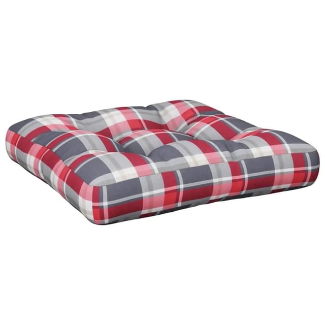 vidaXL Palettenkissen Rot Karomuster 50x50x12 cm Stoff 360438