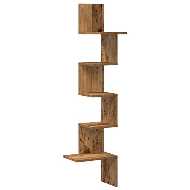 vidaXL Wand-Eckregal Altholz-Optik 32x32x127,5 cm Holzwerkstoff 860524