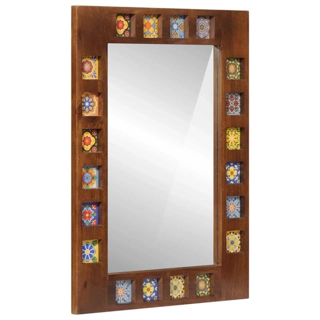 vidaXL Badezimmer Spiegel Walnuss 50 x 70 x 2,5 cm Massivholz Mango 4018255