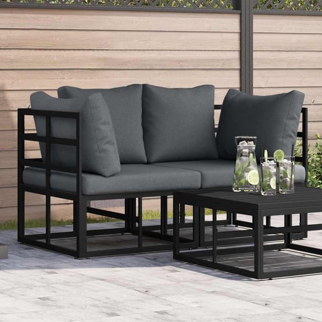vidaXL Gartenmöbel 2 Stück Schwarz und Anthrazit 71,5 x 71,5 x 71 cm 42008023