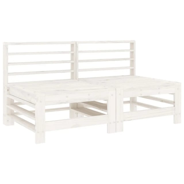 vidaXL Garten-Mittelsofas 2 Stk Weiß Massivholz Kiefer 825640
