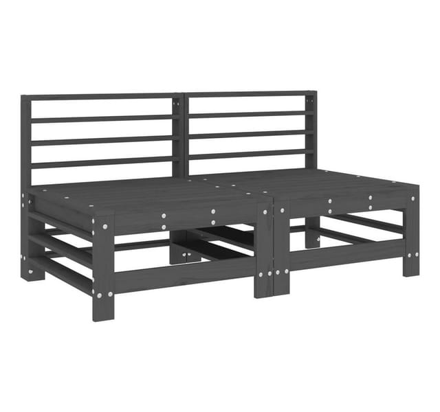 vidaXL Garten-Mittelsofas 2 Stk Grau Massivholz Kiefer 825641