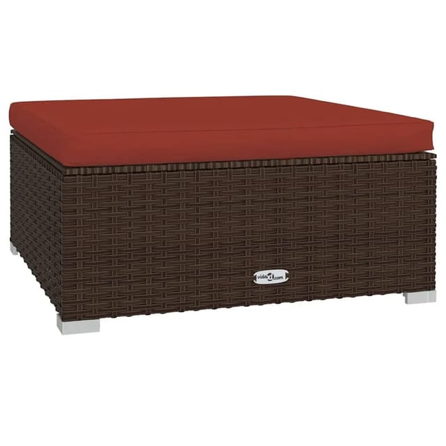 vidaXL Gartenhocker mit Kissen Braun 70x70x30 cm Poly Rattan 317547
