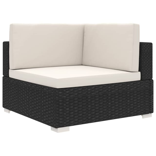 vidaXL Modular-Sofa-Eckteil 1 Stk Auflagen Poly Rattan Schwarz 46798