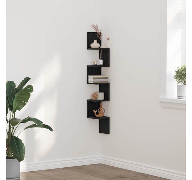 vidaXL Eckregal Schwarz Eichen-Optik 20 x 20 x 127,5 cm Holzwerkstoff 862656