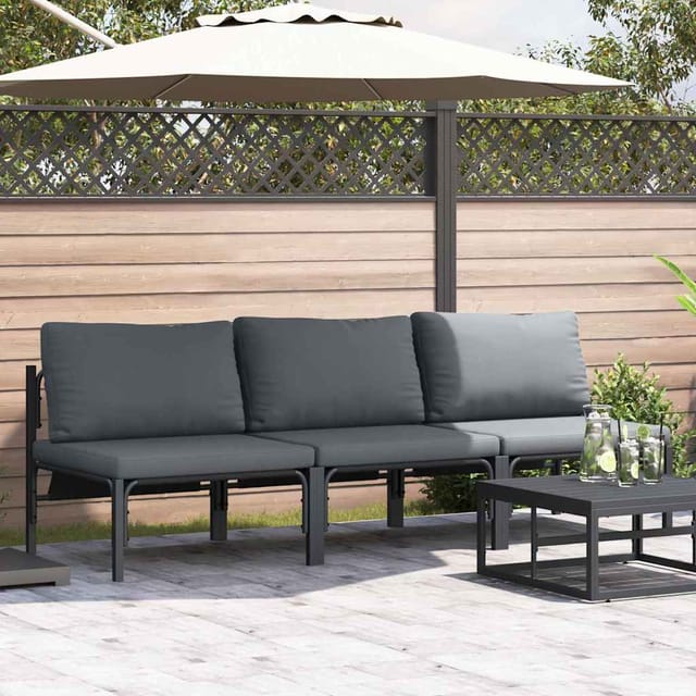 vidaXL Gartenmöbel mit Kissen 3 Stk Anthrazit 80 x 80 x 71 cm Stahl 42009989