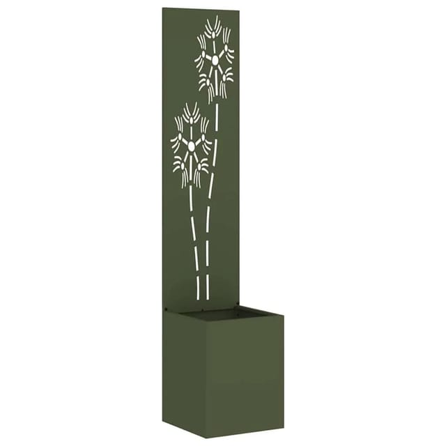 vidaXL Garten Sichtschutz-Leinwand Floral Olivgrün 32 x 140 cm 876367
