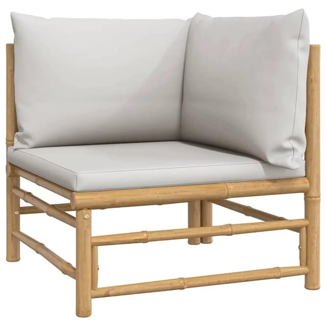 vidaXL Garten-Ecksofa mit Hellgrauen Kissen Bambus 362278