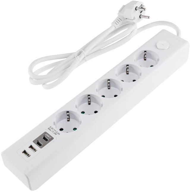 ChiliTec Steckdosenleiste 5-fach mit USB-A&C + Schalter
