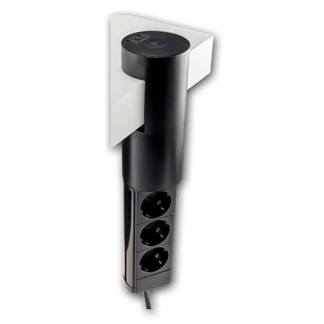 ChiliTec 3-fach Tischsteckdose CT-KS 3 Schwarz mit USB