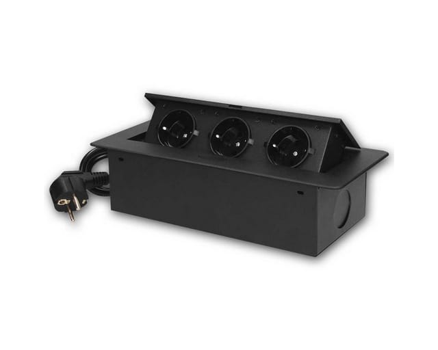 world-trading-net Tisch-Einbausteckdose 3-fach Kabel schwarz2500W