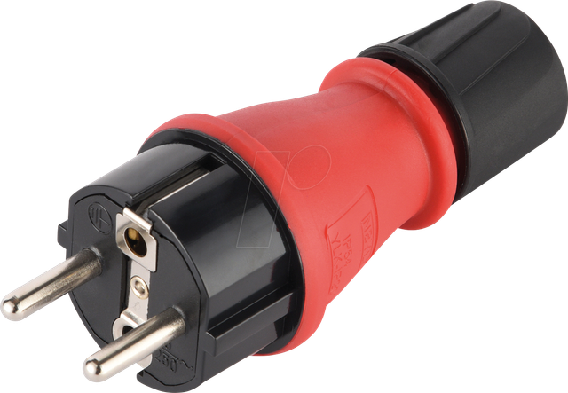 MaxTrack Schutzkontakt-Stecker IP54 Schwarz Rot 250V 16A