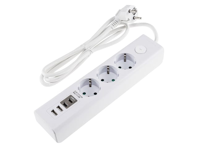 ChiliTec Steckdosenleiste 3-fach mit USB-A&C + Schalter