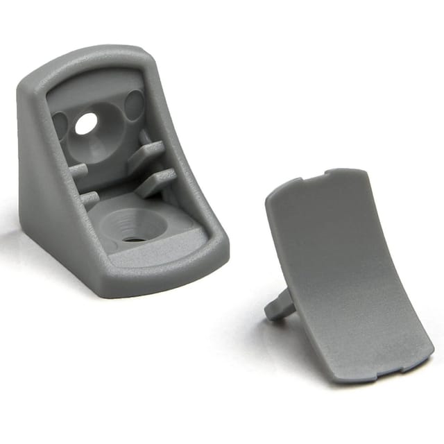 SOTECH 100 Stück Korpusverbinder 24 x 24 x 20 mm mit Abdeckkappe Hellgrau