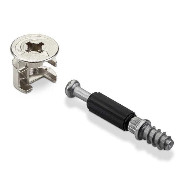 SOTECH HETTICH 50 Stück Exzenter RASTEX 15 mit Kragen Ø15 mm und Einschraubdübel Twister DU 232 T M6 x 11 mm