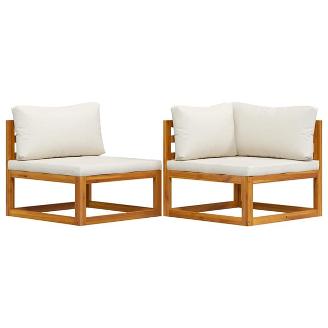 vidaXL 2 Tlg Sofa-Set mit Cremeweißen Kissen Akazie Massivholz 311857