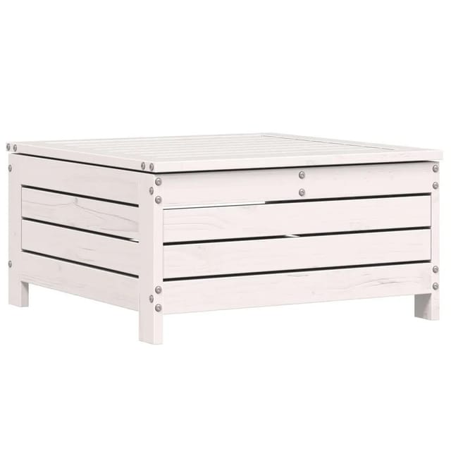 vidaXL Gartenhocker mit Kissen Weiß Massivholz Kiefer 844927