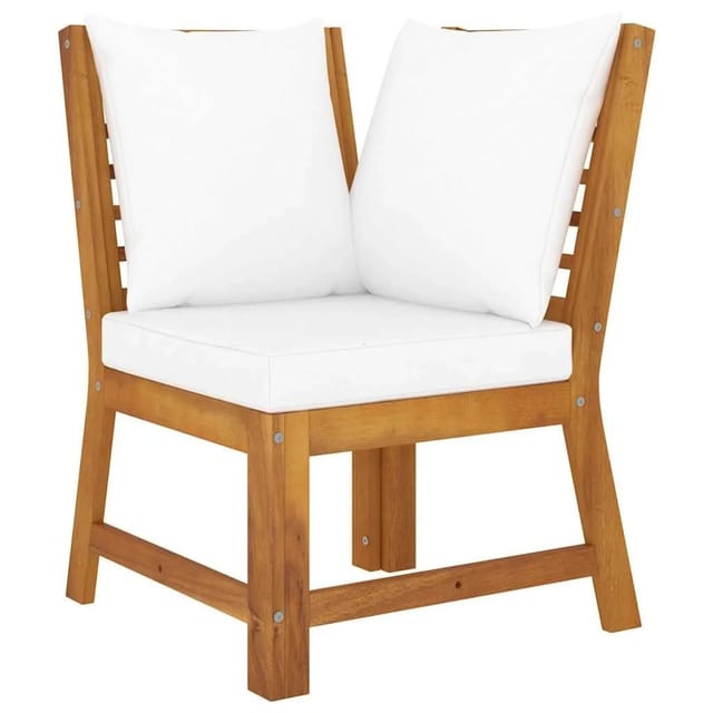 vidaXL Modular-Ecksofa mit Cremeweißen Kissen Akazie Massivholz 311840