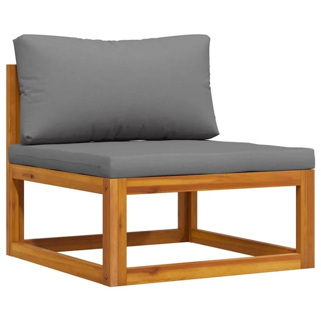 vidaXL Modular-Mittelsofa mit Dunkelgrauen Kissen Akazie Massivholz 311862
