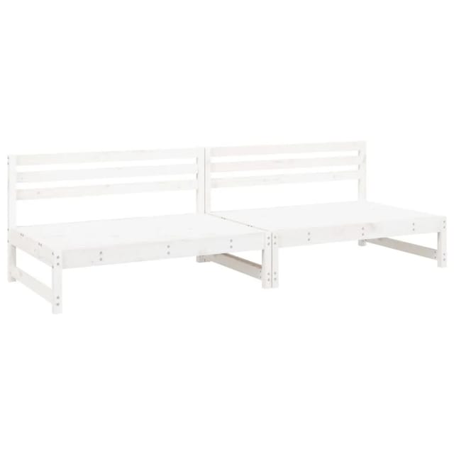 vidaXL Garten-Mittelsofas 2 Stk Weiß 120x80 cm Massivholz Kiefer 825717