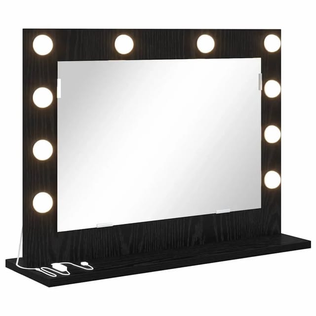 vidaXL Waschtischspiegel Schwarz Eichen-Optik 60 x 45 x 18 cm 868310